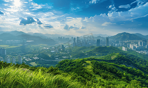 深圳莲花山俯瞰福田全景