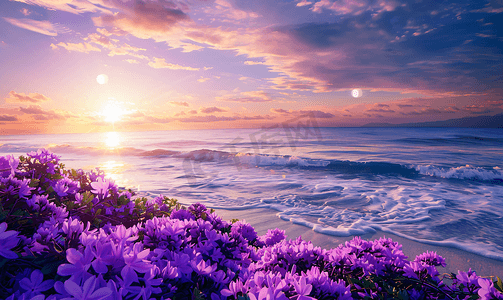 紫色花海小清新风景
