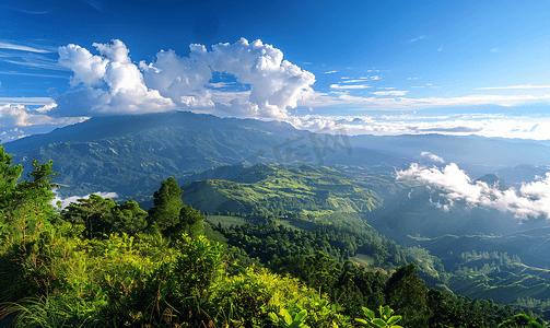 山水唯美意境风景摄影照片_山顶全景风光