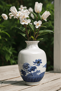 青花瓷花瓶摄影照片4