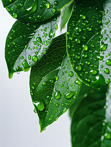 雨水背景素材摄影照片_雨季中的树叶