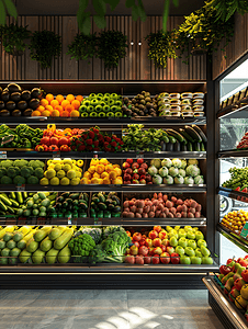 杂货图片摄影照片_超市蔬菜区水果