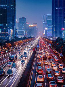 夜景车流摄影照片_忙碌北京北二环夜景车流