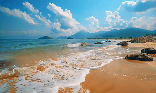 椰树海边摄影照片_海南西岛海岸美景