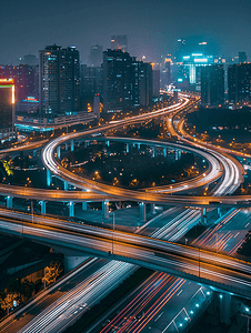 马路背景摄影照片_北京城市交通立交桥夜景