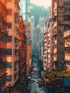 繁华的街景摄影照片_香港街景市中心