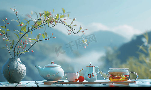 茶布景静物泡茶