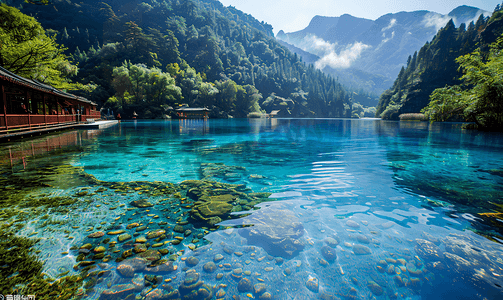 梦幻星空婚礼背景摄影照片_九寨沟长海旅游