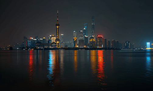 浦江夜景摄影照片_上海夜景陆家嘴