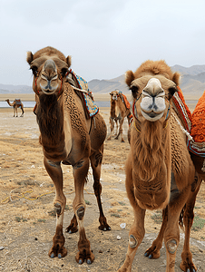 渐变风景摄影照片_青海湖边的骆驼