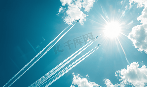 立体抽象摄影照片_天空中的飞机