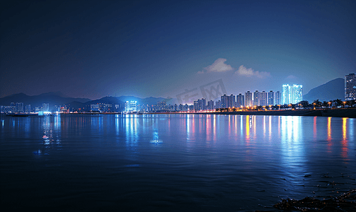 深圳福田区海岸线城市风光夜景