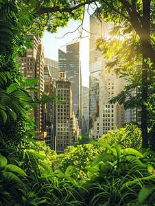 俯瞰城市森林公园绿化