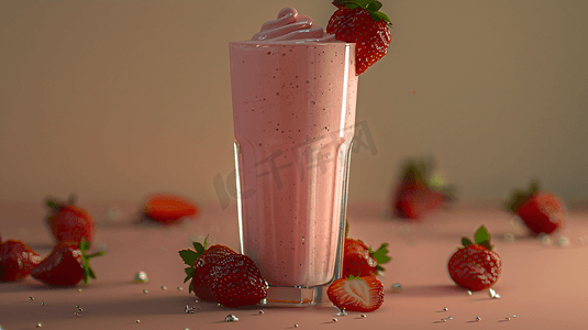 美味的草莓奶昔摄影7
