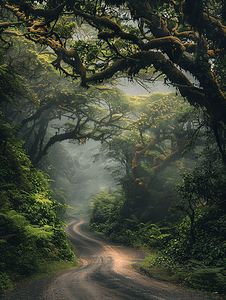神秘森林里的路