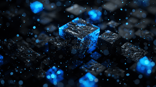 蓝色科技方块背景背景图片_蓝色科技晶体方块立体商务的背景2