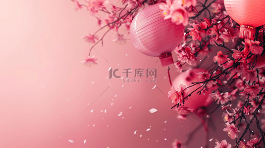 樱花国风背景图片_粉色中国风盛开的樱花背景18