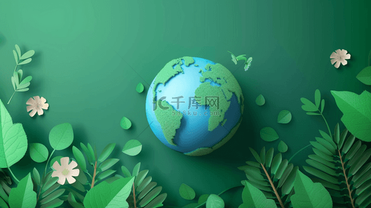地球立体背景图片_绿色立体地球日绿植植物的背景7