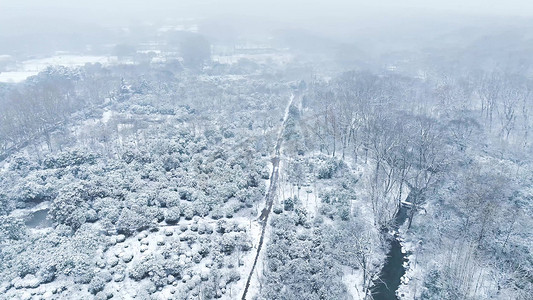 航拍雪景大雪天气雪天风景实拍