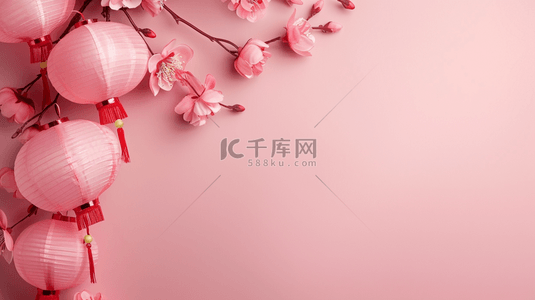 樱花国风背景图片_粉色中国风盛开的樱花背景145