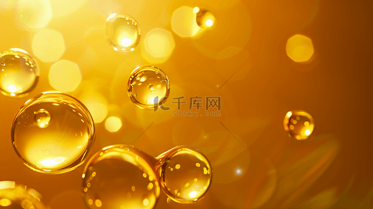 医美金色气泡分子水珠透明光亮背景素材