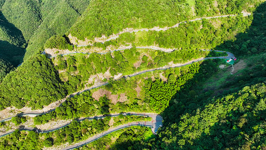 航拍皖南高山风景环山公路六道湾实拍