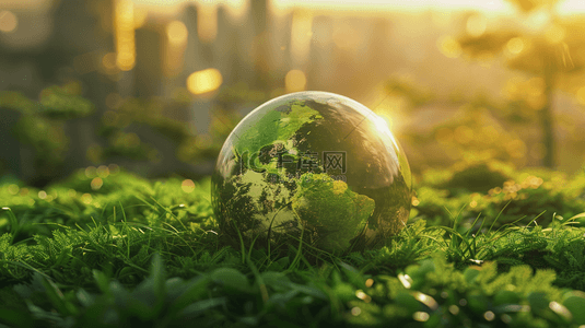 地球圆球背景图片_绿色草地发芽阳光下地球的背景7