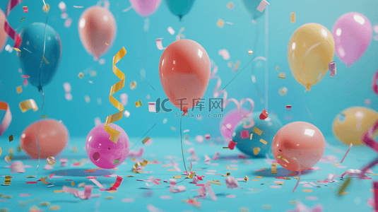 聚会背景图片_彩色气球彩带节日聚会的背景13