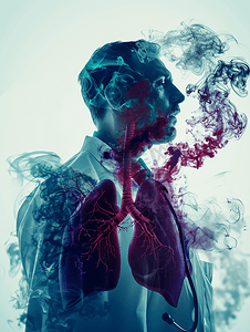医疗健康海报背景摄影照片_肺呼吸内科