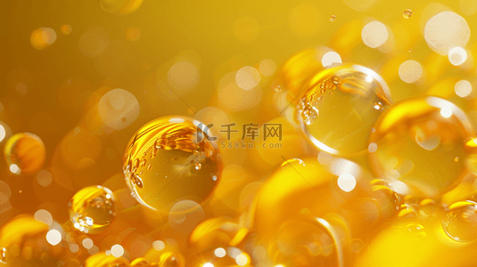 气泡素材背景图片_医美金色气泡分子水珠透明光亮背景