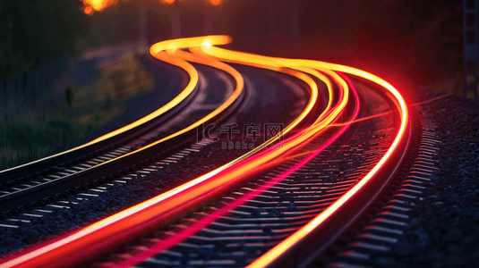 清代铁路背景图片_深色夜晚铁路轨道黄色光线轨道的背景13