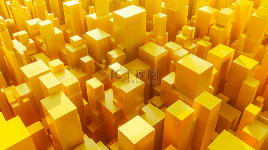 科幻城市背景图片_金色立方体商务科技感抽象背景14