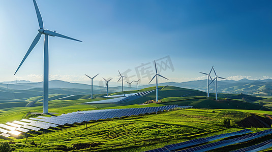 新能源绿色户外风车发电的摄影8照片