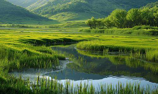 内蒙古河流摄影照片_呼伦贝尔大兴安岭森林草原湿地2