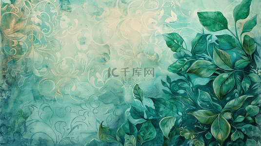背景纹理叶子背景图片_手绘绿植植物自然叶子装饰背景12