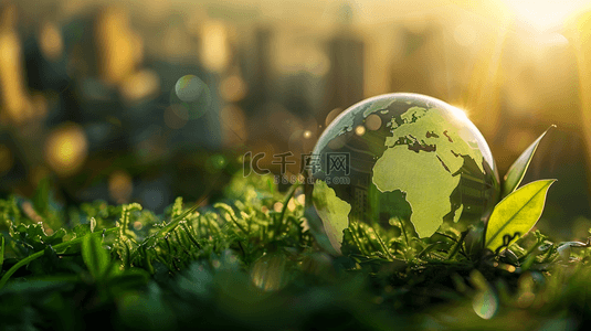 地球圆球背景图片_绿色草地发芽阳光下地球的背景1