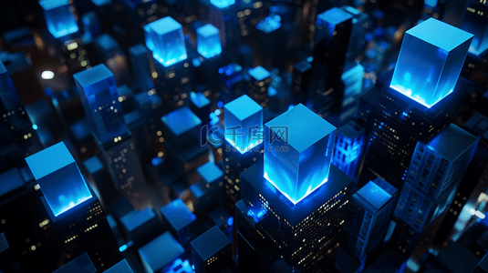 蓝色科技晶体方块立体商务的背景9