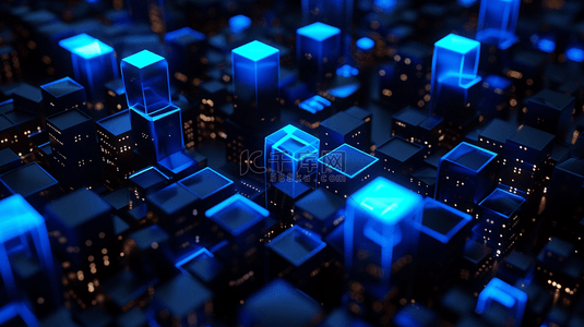 晶体移植背景图片_蓝色科技晶体方块立体商务的背景10