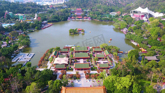 航拍珠海圆明新圆著名景点景区