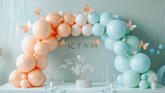 彩色唯美缤纷气球拱门活动的背景10