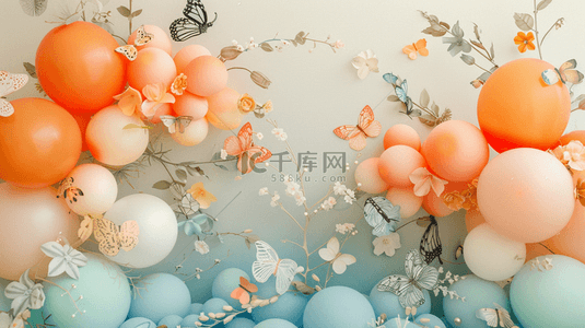 考研聚会背景图片_彩色唯美缤纷气球拱门活动的背景2