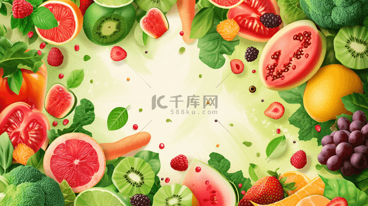 平铺食物背景图片_简约唯美水果蔬菜平铺的背景3