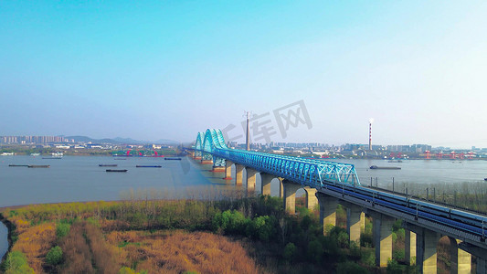 南京常泰长江大桥摄影照片_航拍南京大胜关铁路大桥
