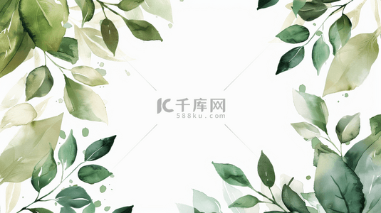 绿叶花朵手绘背景图片_彩色手绘植物装饰边框背景4