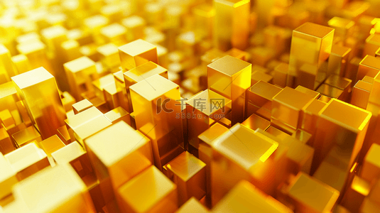 金色立方体商务科技感抽象背景10