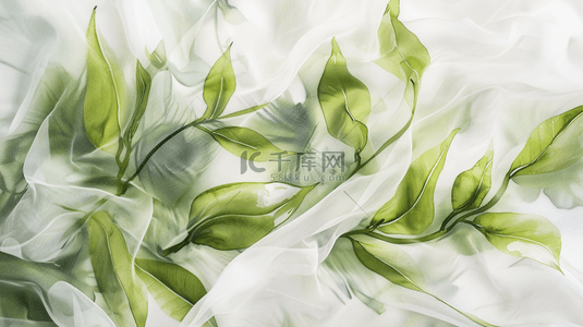 白色简约背景图片_白绿色简约树叶树枝叶片纹理的背景4