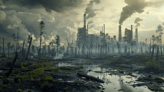 酱油生产背景图片_深色化工厂烟筒排气污染的背景23
