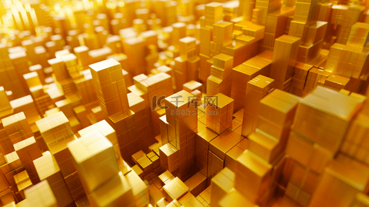 金色立方体商务科技感抽象背景9