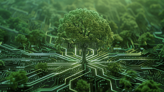 智能科技背景图片_绿色高科技数据编程树木的背景12