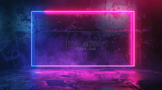 植物方框背景图片_紫色彩光空间感方框走廊树叶植物的背景9